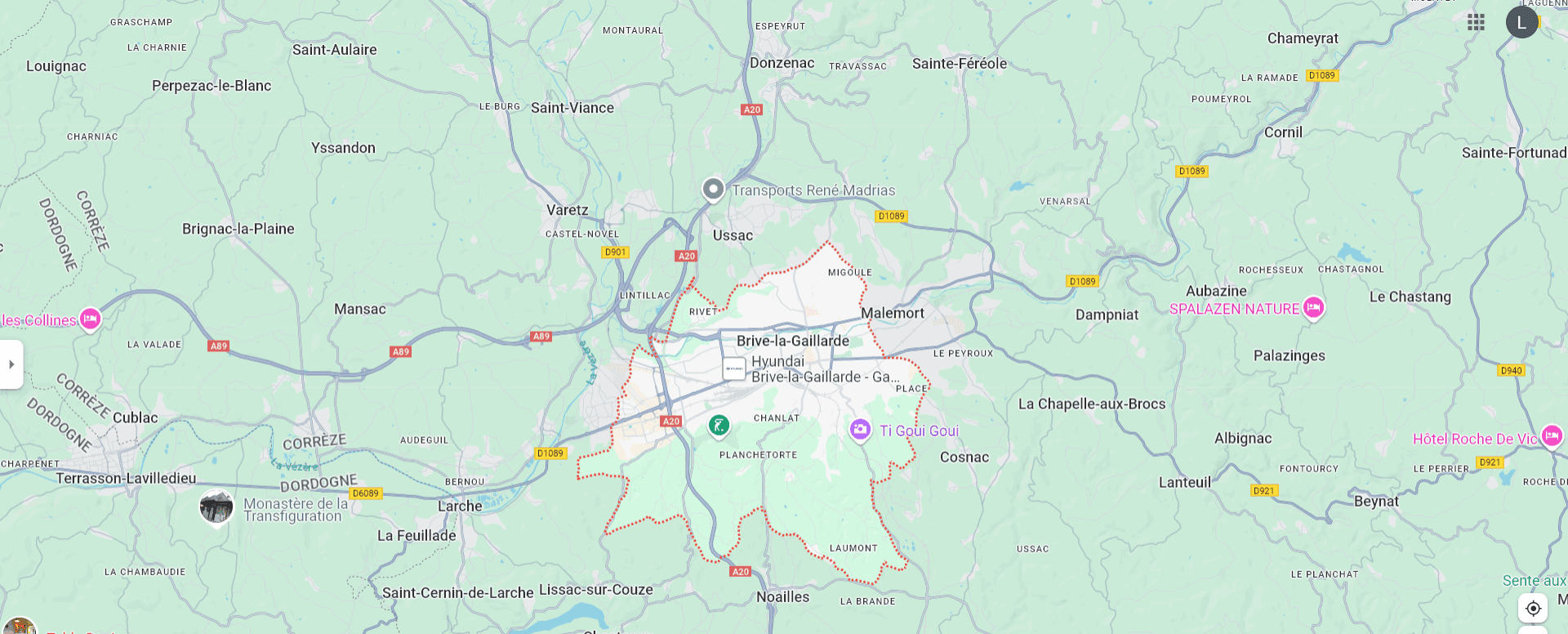 zone d'intervention en Corrèze, autour de Brive-la-Gaillarde-19100